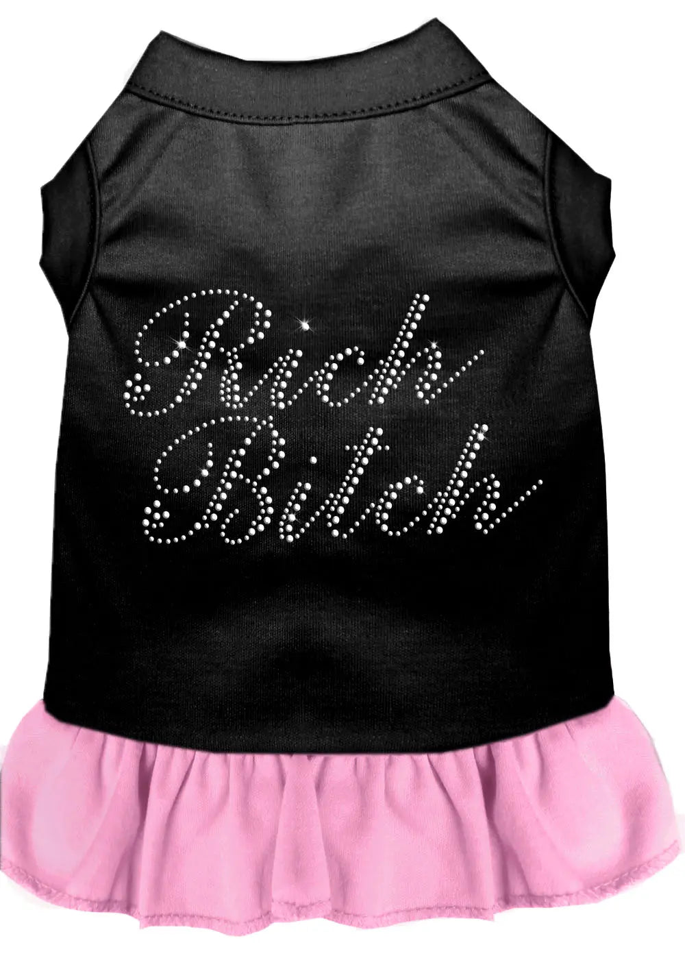 Rhinestone Rich Bitch Dress Black With Light Pink Med Default Title