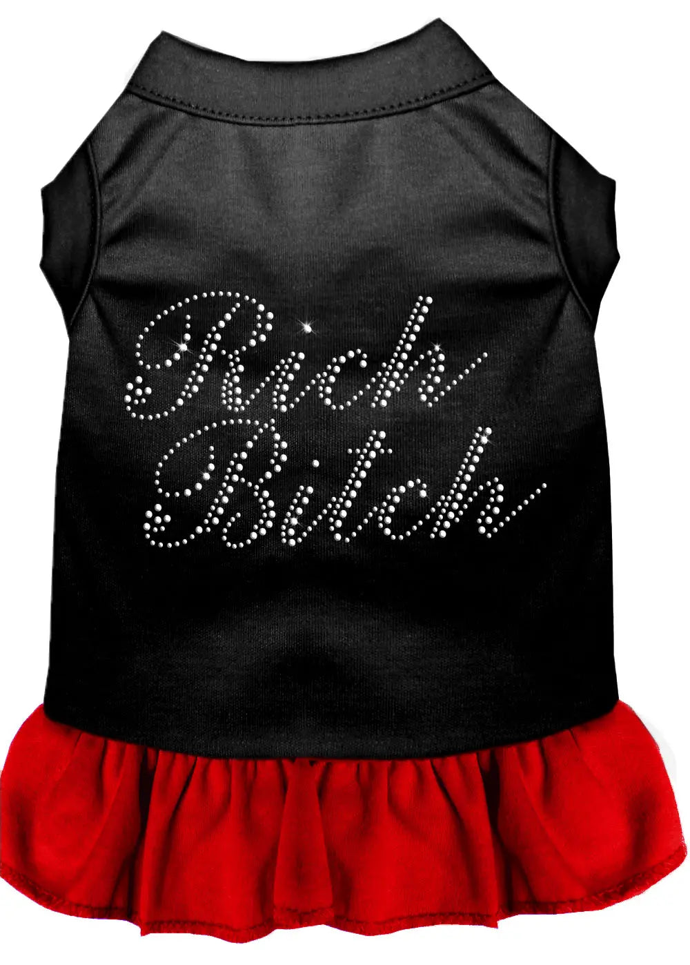 Rhinestone Rich Bitch Dress Black With Red Sm Default Title