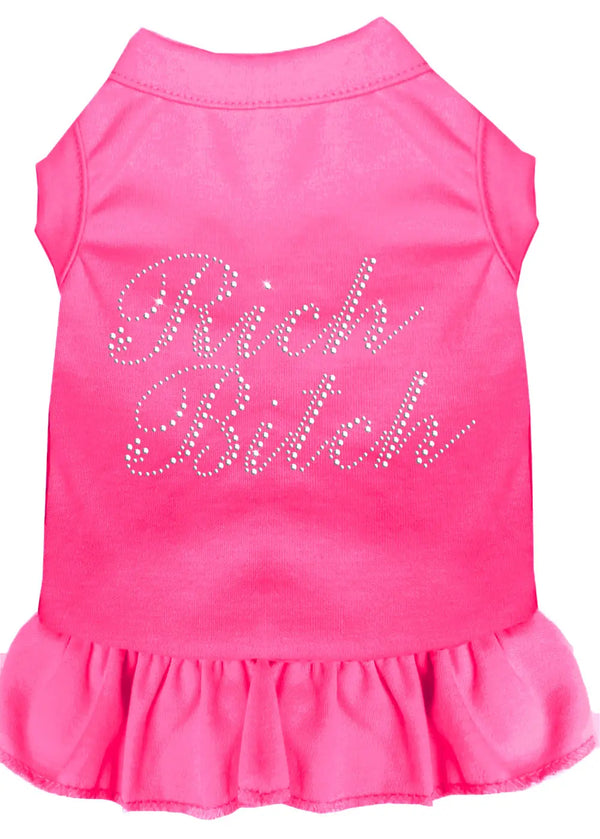 Rhinestone Rich Bitch Dress Bright Pink Med Default Title