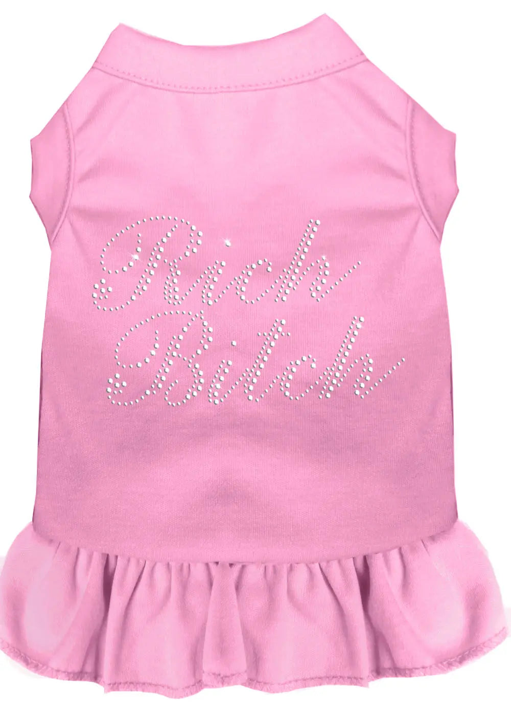 Rhinestone Rich Bitch Dress Light Pink Lg Default Title