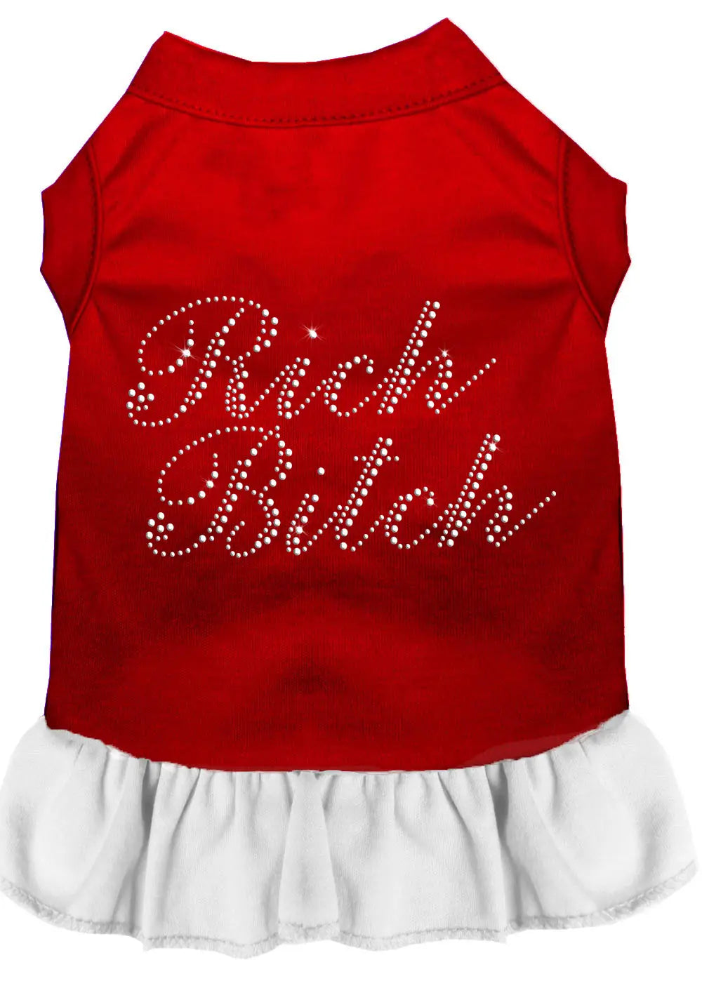 Rhinestone Rich Bitch Dress Red With White Med Default Title