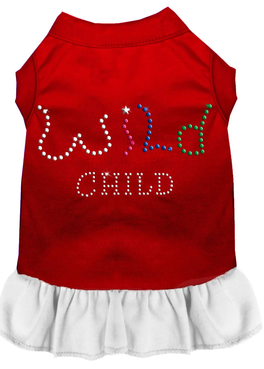 Rhinestone Wild Child Dress Red With White Xs Default Title