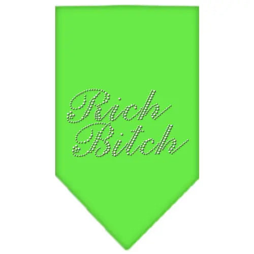 Rich Bitch Rhinestone Bandana Lime Green Large Default Title