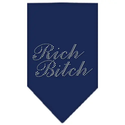 Rich Bitch Rhinestone Bandana Navy Blue Large Default Title