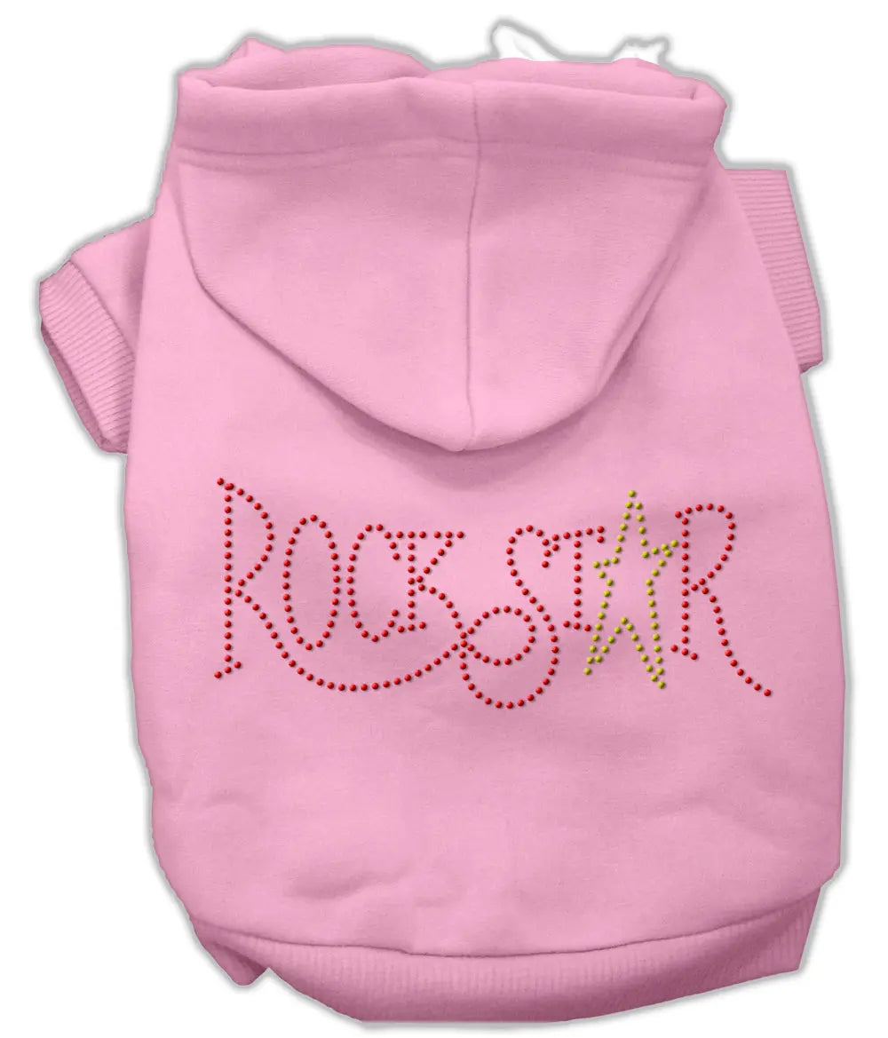 Rock Star Rhinestone Hoodies Pink Xs Default Title