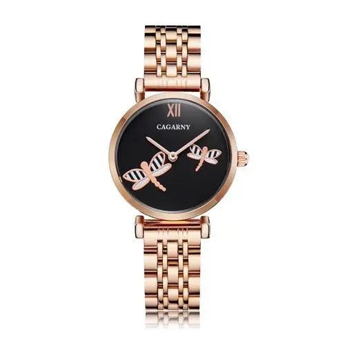 Rose Gold Stainless Steel Bracelet Watch Women Fashion Womens Quartz Watches Hip Hop Diamonds Ladies Clock Female GreatEagleInc