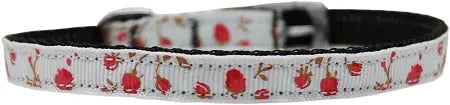 Roses Nylon Dog Collar With Classic Buckle 3/8" Red Size 14 Default Title