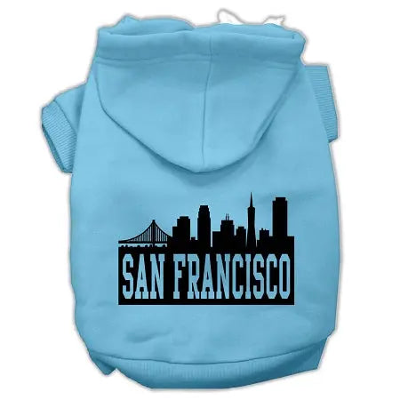 San Francisco Skyline Screen Print Pet Hoodies Baby Blue Size Lg Default Title