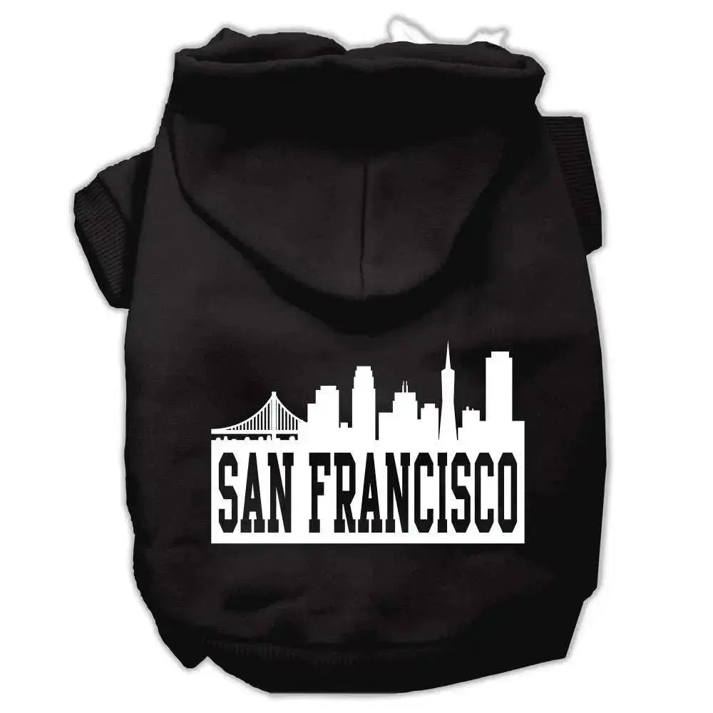 San-Francisco-Skyline-Screen-Print-Pet-Hoodies-Black-Size-Med-GreatEagleInc-319660892