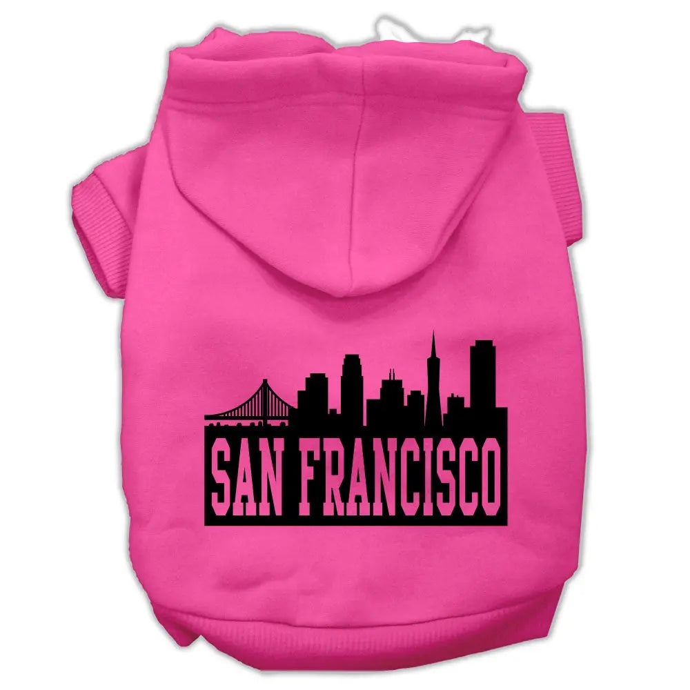 San Francisco Skyline Screen Print Pet Hoodies Bright Pink Size Xl Default Title
