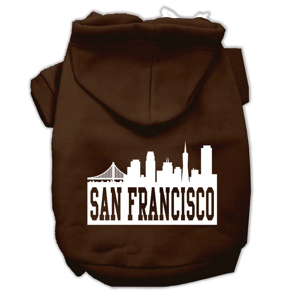 San Francisco Skyline Screen Print Pet Hoodies Brown Size Xs Default Title