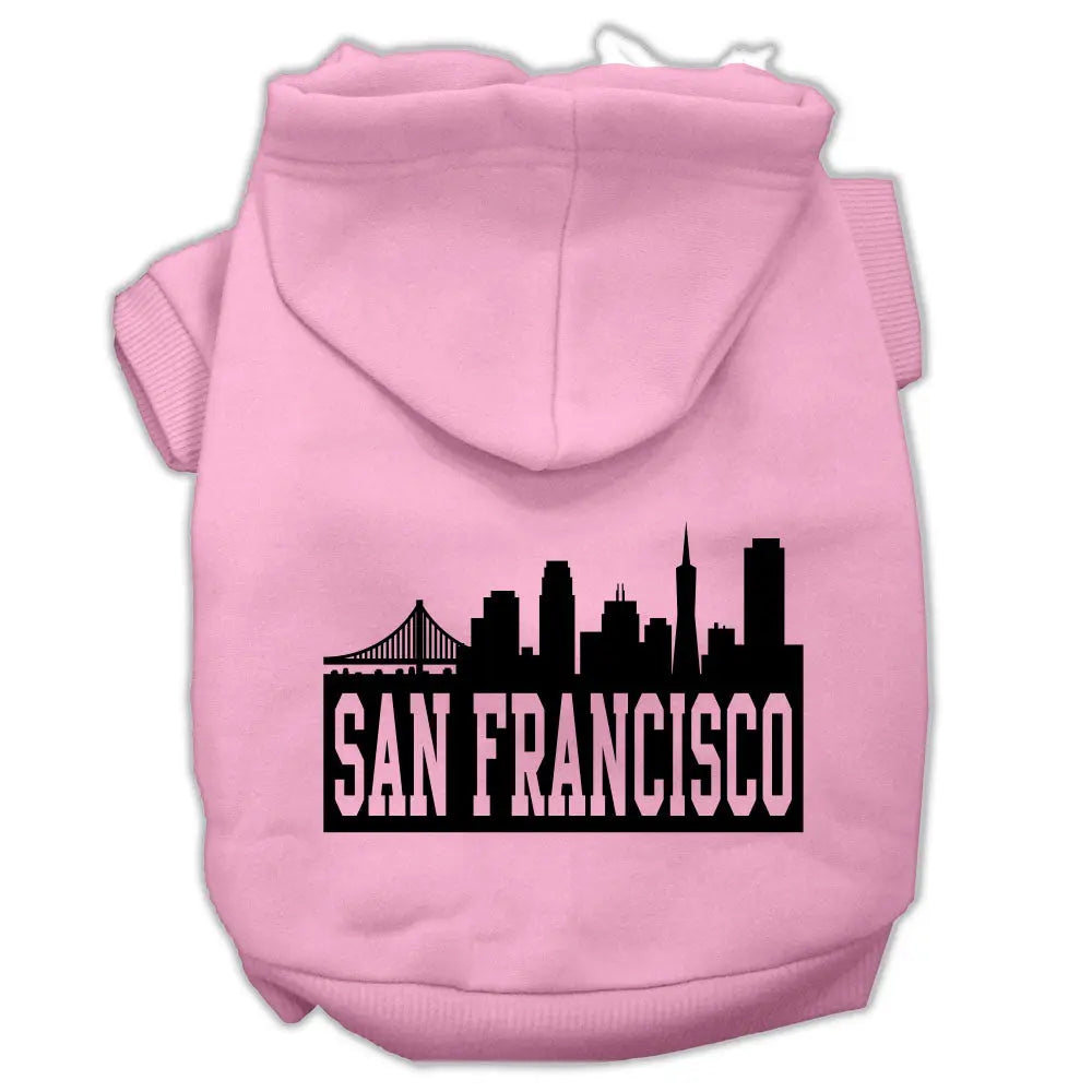 San Francisco Skyline Screen Print Pet Hoodies Light Pink Size Lg Default Title