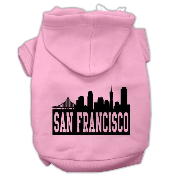San Francisco Skyline Screen Print Pet Hoodies Light Pink Size Lg Default Title