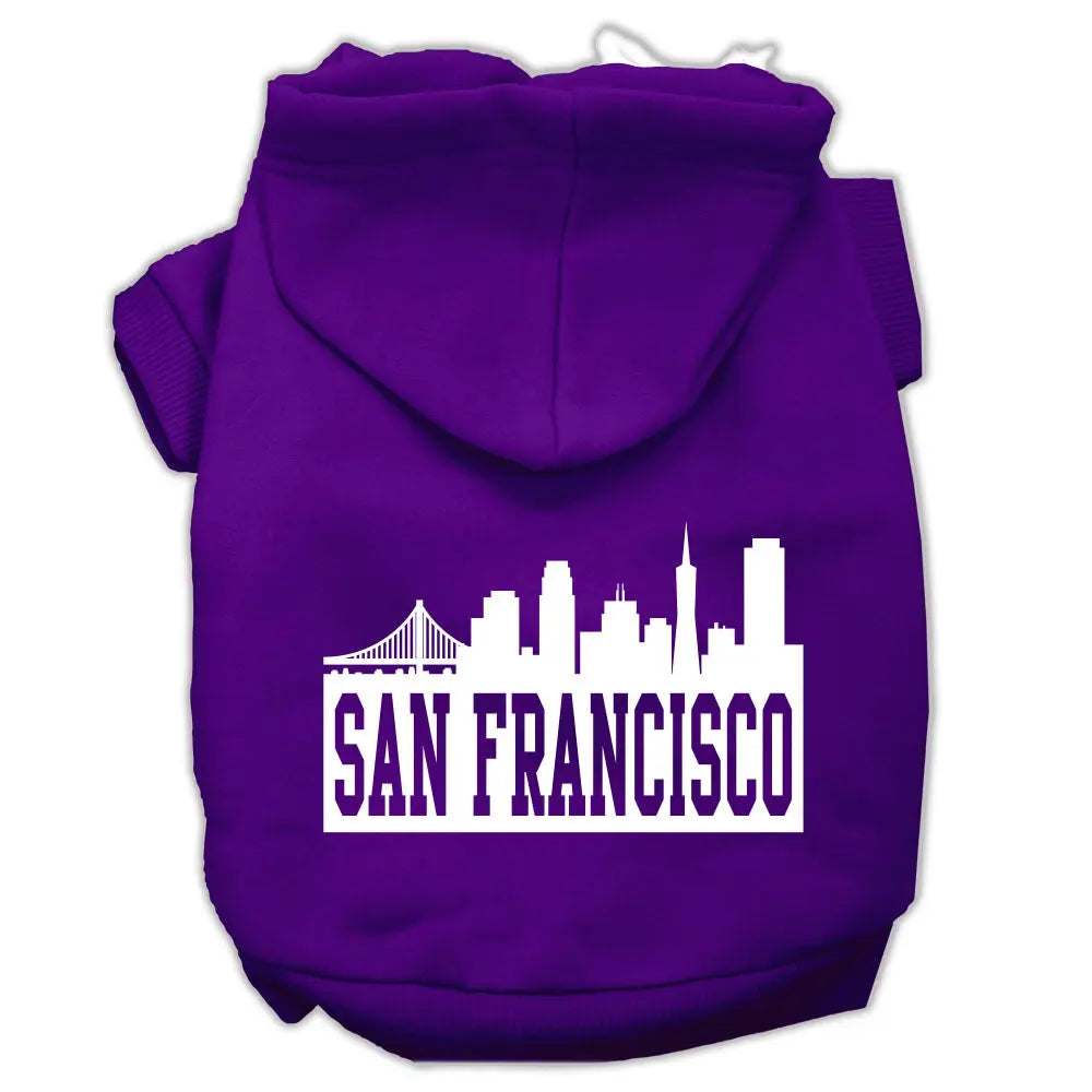 San Francisco Skyline Screen Print Pet Hoodies Purple Size Xl Default Title