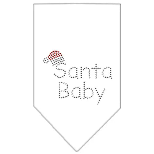 Santa Baby Rhinestone Bandana White Large Default Title