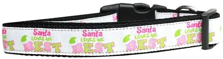 Santa Loves Me Best Nylon Cat Collar Default Title
