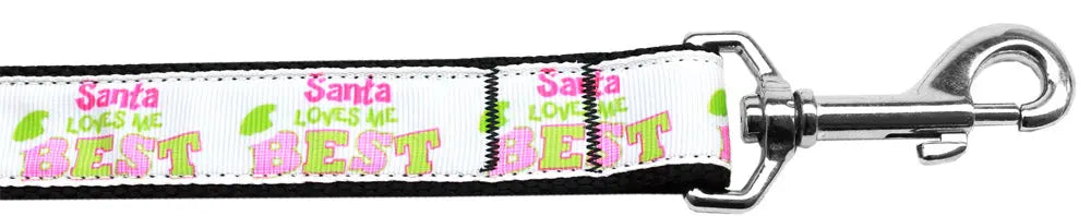 Santa Loves Me Best Nylon Dog Leash 3/8 Inch Wide 6ft Long Default Title