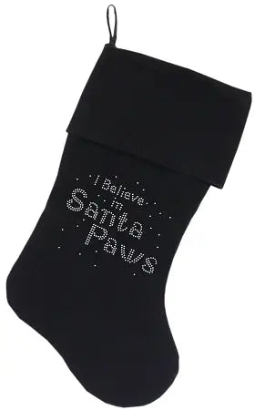 Santa Paws Rhinestone 18 Inch Velvet Christmas Stocking Black Default Title