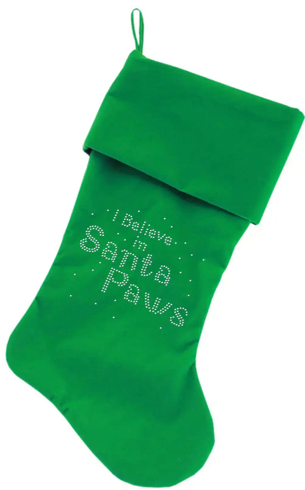 Santa-Paws-Rhinestone-18-Inch-Velvet-Christmas-Stocking-Green-GreatEagleInc-319869143
