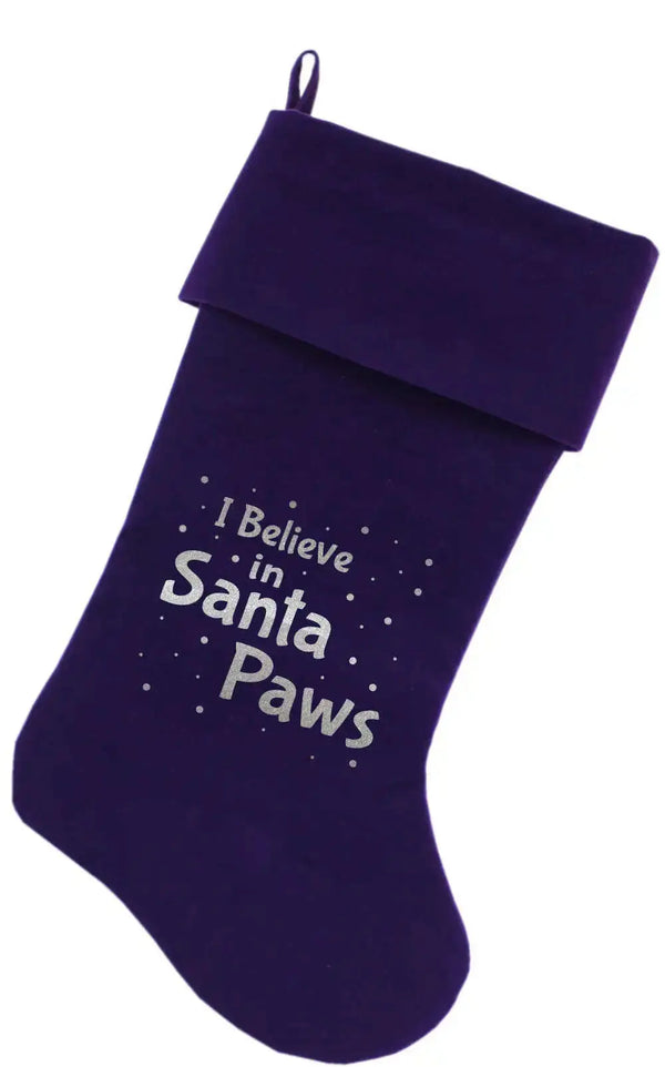 Santa-Paws-Screen-Print-18-Inch-Velvet-Christmas-Stocking-Purple-GreatEagleInc-333826355