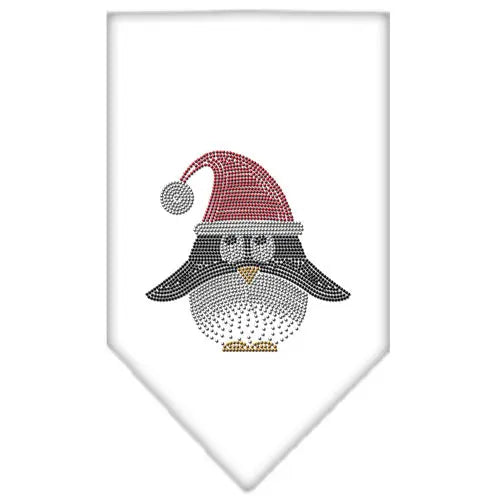 Santa Penguin Rhinestone Bandana White Large Default Title