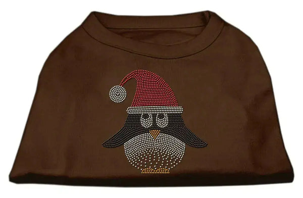 Santa-Penguin-Rhinestone-Dog-Shirt-Brown-Med-GreatEagleInc-333762482