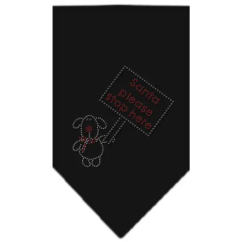 Santa Please Stop Here Rhinestone Bandana Black Small Default Title