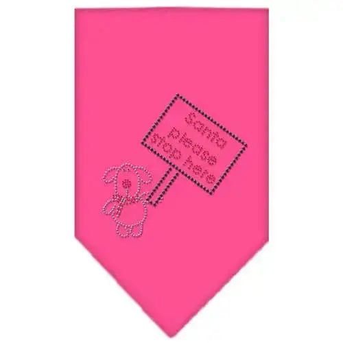 Santa-Please-Stop-Here-Rhinestone-Bandana-Bright-Pink-Small-GreatEagleInc-319003851