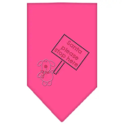 Santa Please Stop Here Rhinestone Bandana Bright Pink Small Default Title