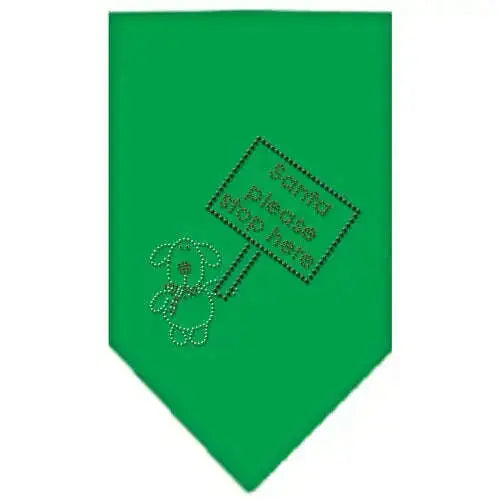 Santa-Please-Stop-Here-Rhinestone-Bandana-Emerald-Green-Large-GreatEagleInc-319002991