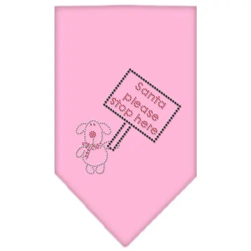 Santa Please Stop Here Rhinestone Bandana Light Pink Small Default Title