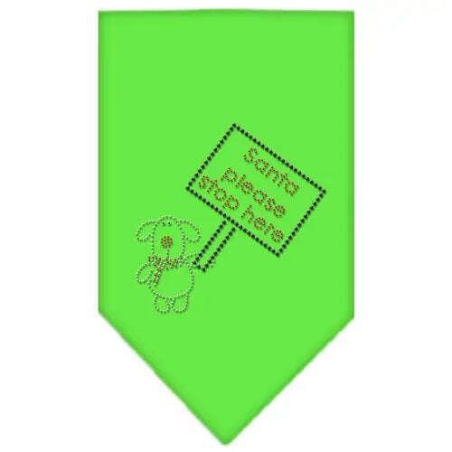 Santa-Please-Stop-Here-Rhinestone-Bandana-Lime-Green-Large-GreatEagleInc-319003089