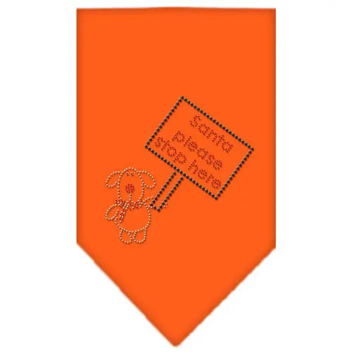 Santa Please Stop Here Rhinestone Bandana Orange Small Default Title