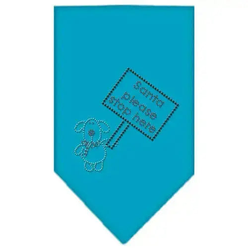 Santa-Please-Stop-Here-Rhinestone-Bandana-Turquoise-Large-GreatEagleInc-319003536