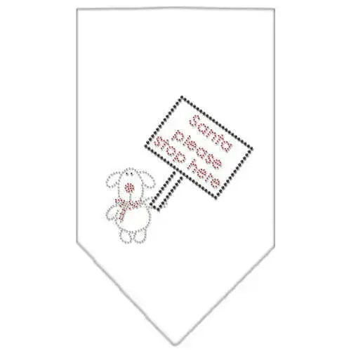 Santa-Please-Stop-Here-Rhinestone-Bandana-White-Large-GreatEagleInc-319003660
