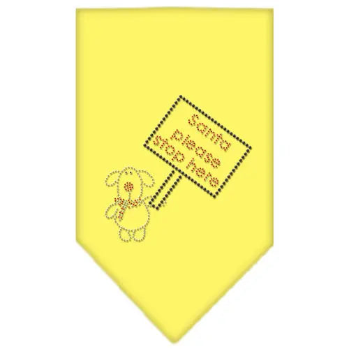 Santa Please Stop Here Rhinestone Bandana Yellow Small Default Title