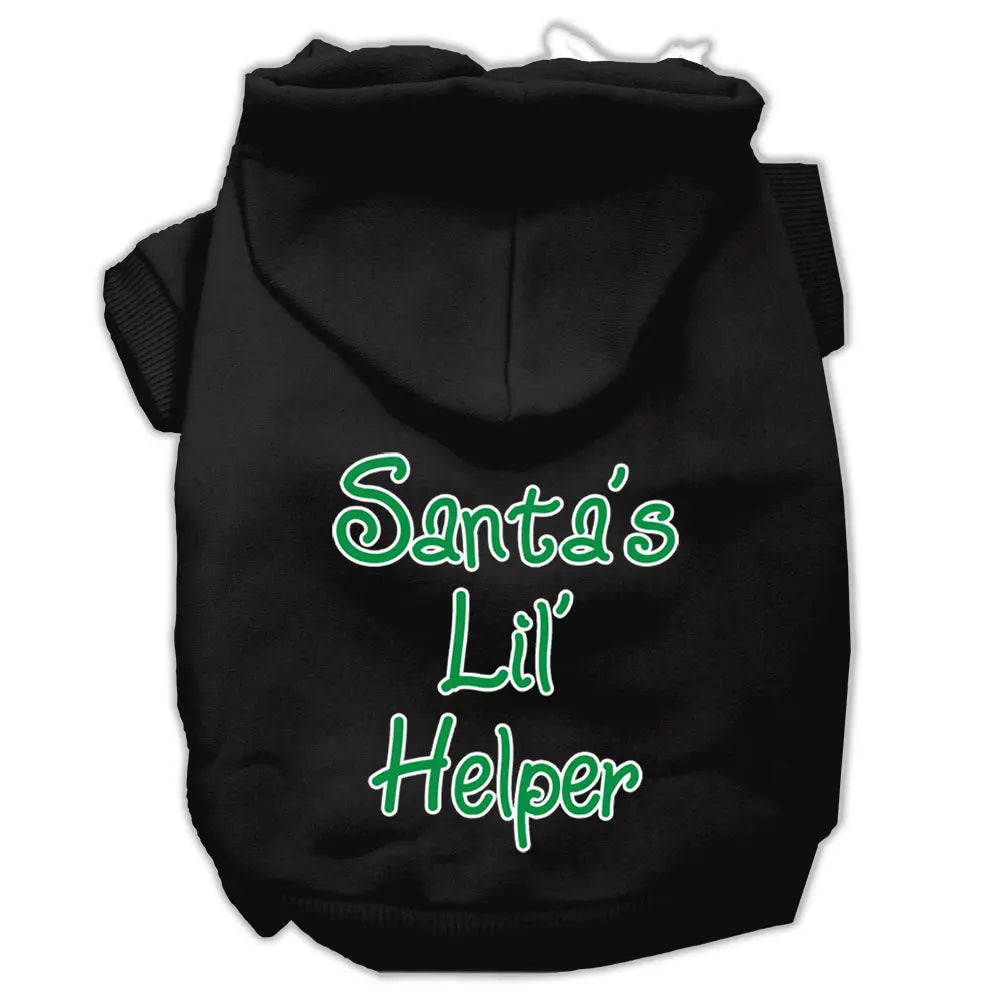 Santa's Lil' Helper Screen Print Pet Hoodies Black Size Sm Default Title