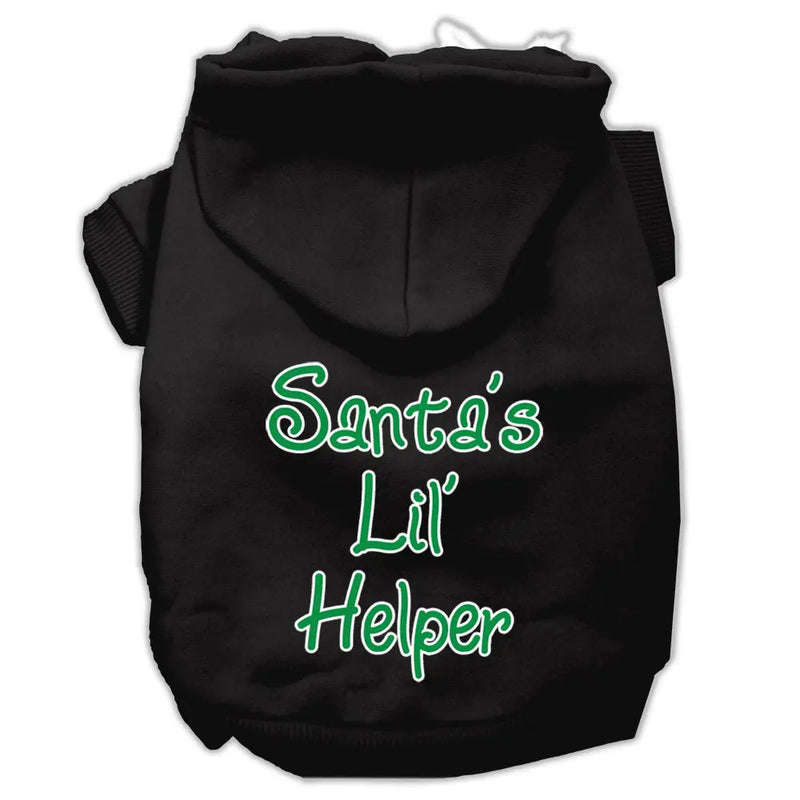 Santa's Lil' Helper Screen Print Pet Hoodies Black Size Sm Default Title