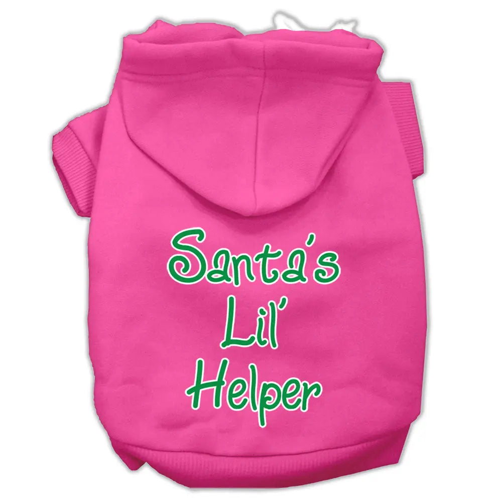 Santa's Lil' Helper Screen Print Pet Hoodies Bright Pink Size Sm Default Title