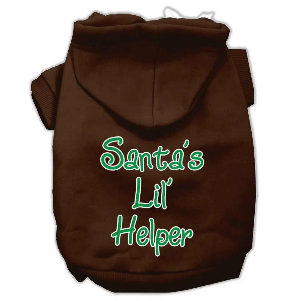 Santa's Lil' Helper Screen Print Pet Hoodies Brown Size Lg Default Title