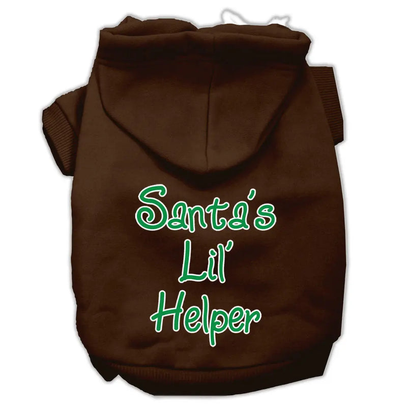 Santa's Lil' Helper Screen Print Pet Hoodies Brown Size Lg Default Title