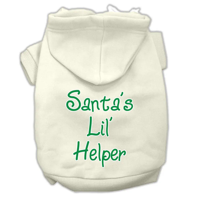 Santa's Lil' Helper Screen Print Pet Hoodies Cream Size Sm Default Title