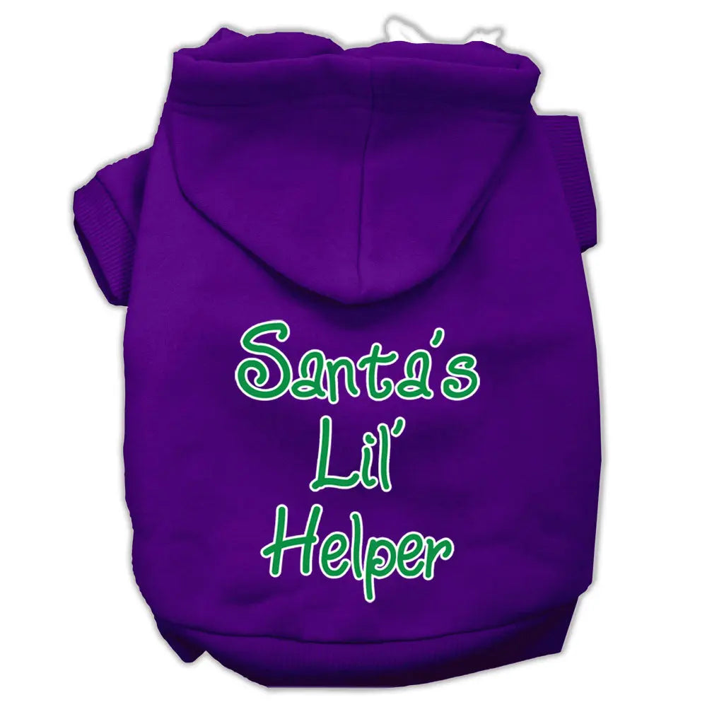 Santa's Lil' Helper Screen Print Pet Hoodies Purple Size Lg Default Title