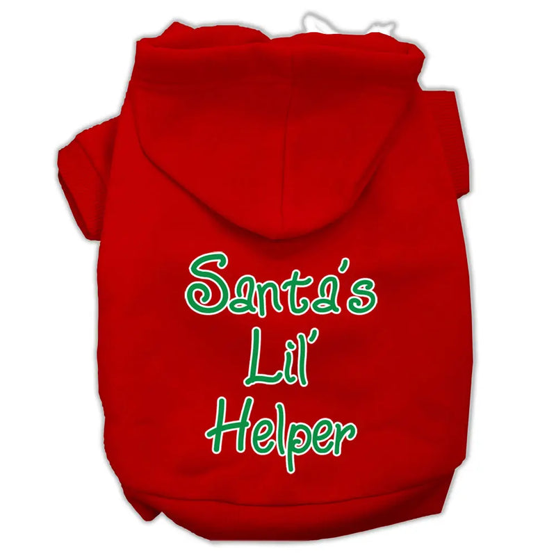 Santa's Lil' Helper Screen Print Pet Hoodies Red Size Xxl Default Title