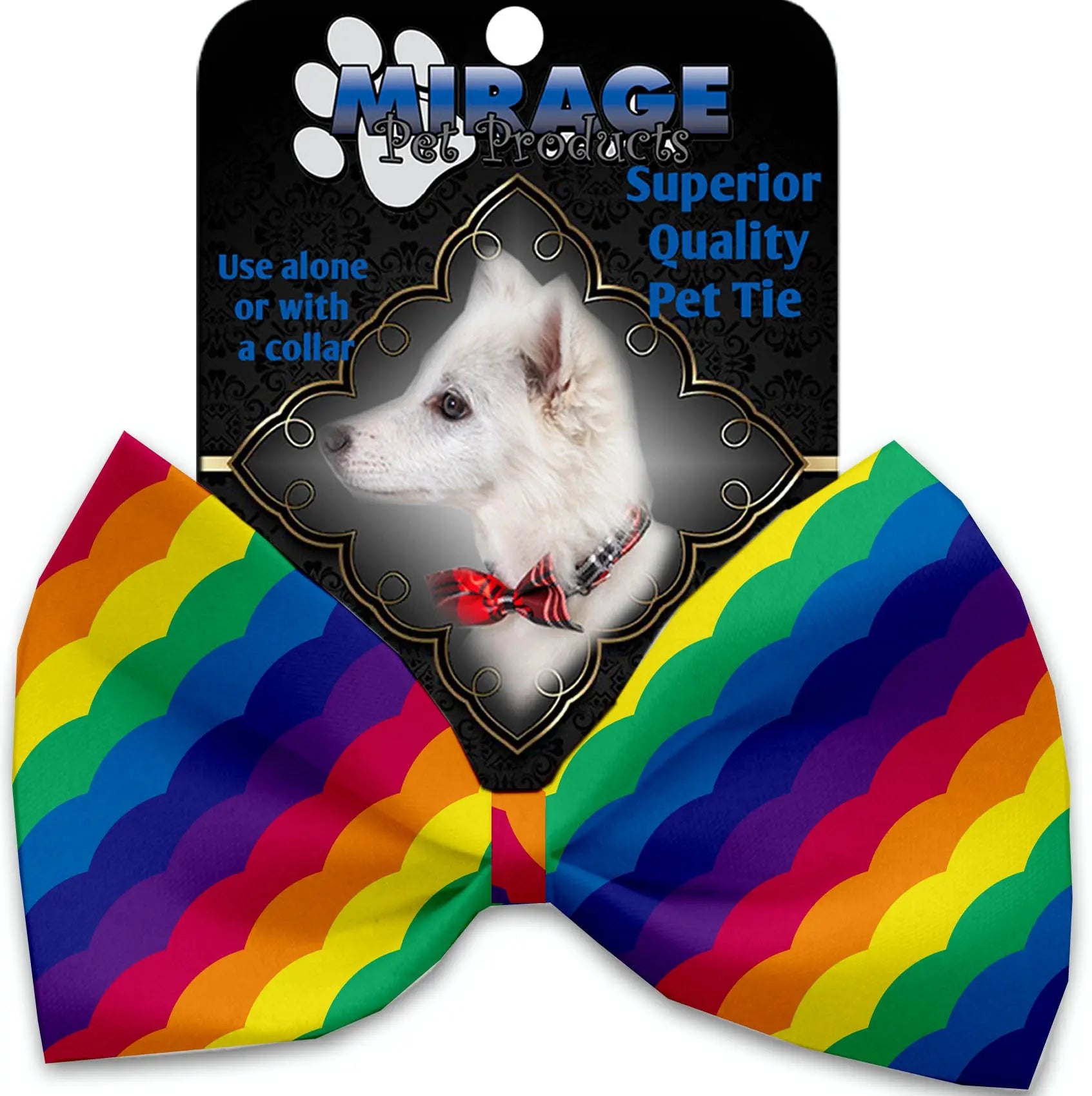 Scalloped Rainbow Pet Bow Tie Default Title