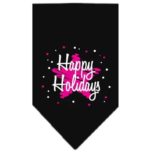 Scribble Happy Holidays Screen Print Bandana Black Small Default Title
