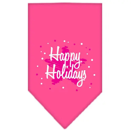 Scribble Happy Holidays Screen Print Bandana Bright Pink Large Default Title