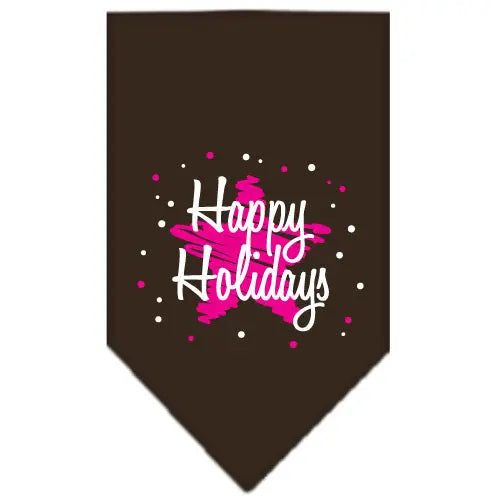 Scribble Happy Holidays Screen Print Bandana Cocoa Small Default Title