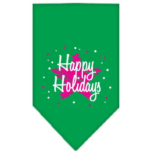 Scribble Happy Holidays Screen Print Bandana Emerald Green Large Default Title