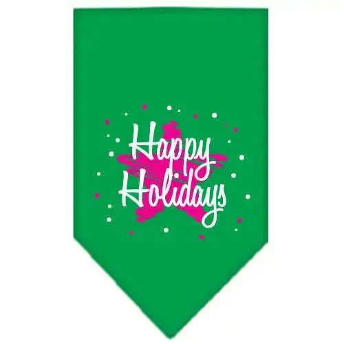 Scribble-Happy-Holidays-Screen-Print-Bandana-Emerald-Green-Large-GreatEagleInc-319816197